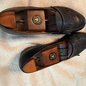 Classic Black Leather Men's Slip-On Loafers.